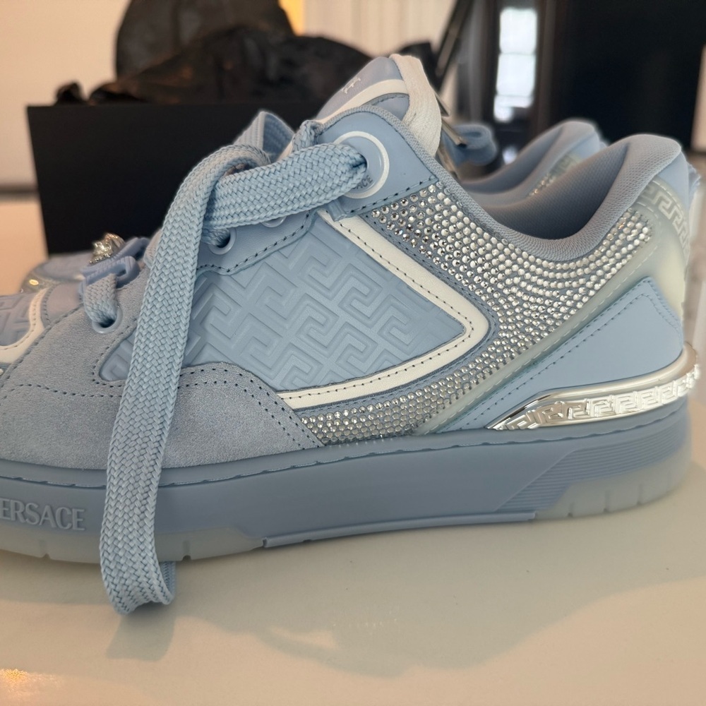 Versace men crystal biggie basket sneaker Blue Sneakers with Silver Accents - Picture 7 of 11